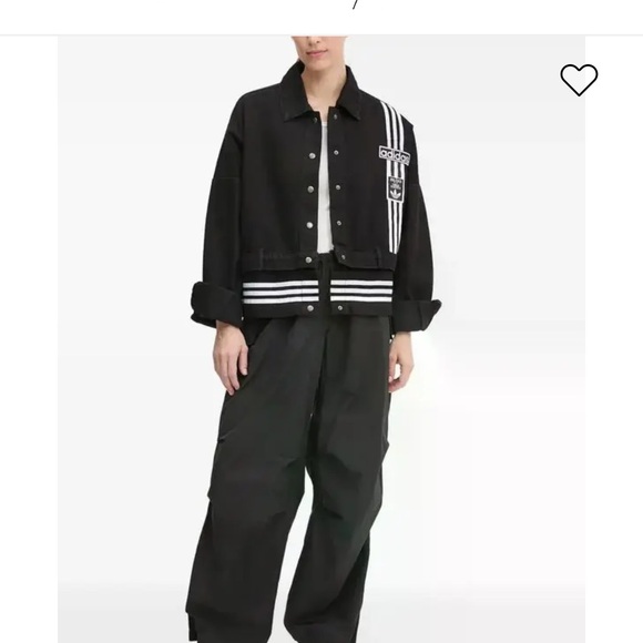 adidas Jackets & Blazers - ADIDAS ADIBREAK DENIM TWO-IN-ONE TRACK TOP Stripe Cropped Denim Jacket Large NWT